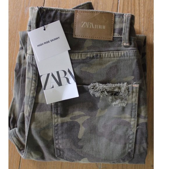 Zara NWT Camouflage High Rise Destroyed Skinny 2 4 - Picture 2 of 14